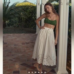 NWT Doen Georgina Skirt. White A-line with tie.
